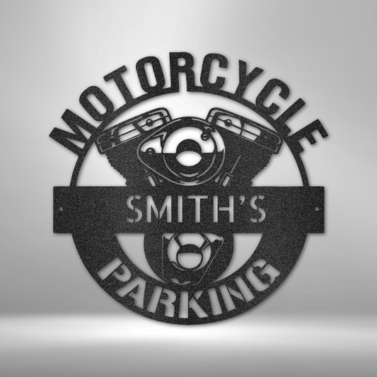 Motorcycle Parking Monogram - Steel Sign-Steel Sign-custom-metal-wall-art.com