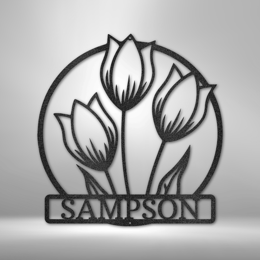 Wild Tulip Monogram - Steel Sign-Steel Sign-custom-metal-wall-art.com