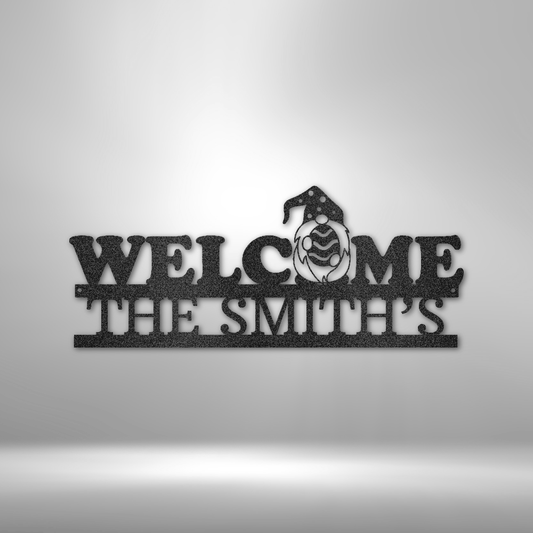 Welcome Gnome Monogram - Steel Sign-Steel Sign-custom-metal-wall-art.com