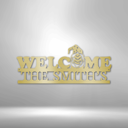 Welcome Gnome Monogram - Steel Sign-Steel Sign-custom-metal-wall-art.com