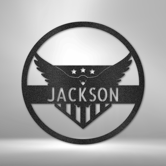 Attacking Eagle Monogram - Steel Sign-Steel Sign-custom-metal-wall-art.com