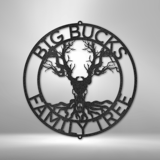 Deer Skull and Tree Monogram - Steel Sign-Steel Sign-custom-metal-wall-art.com