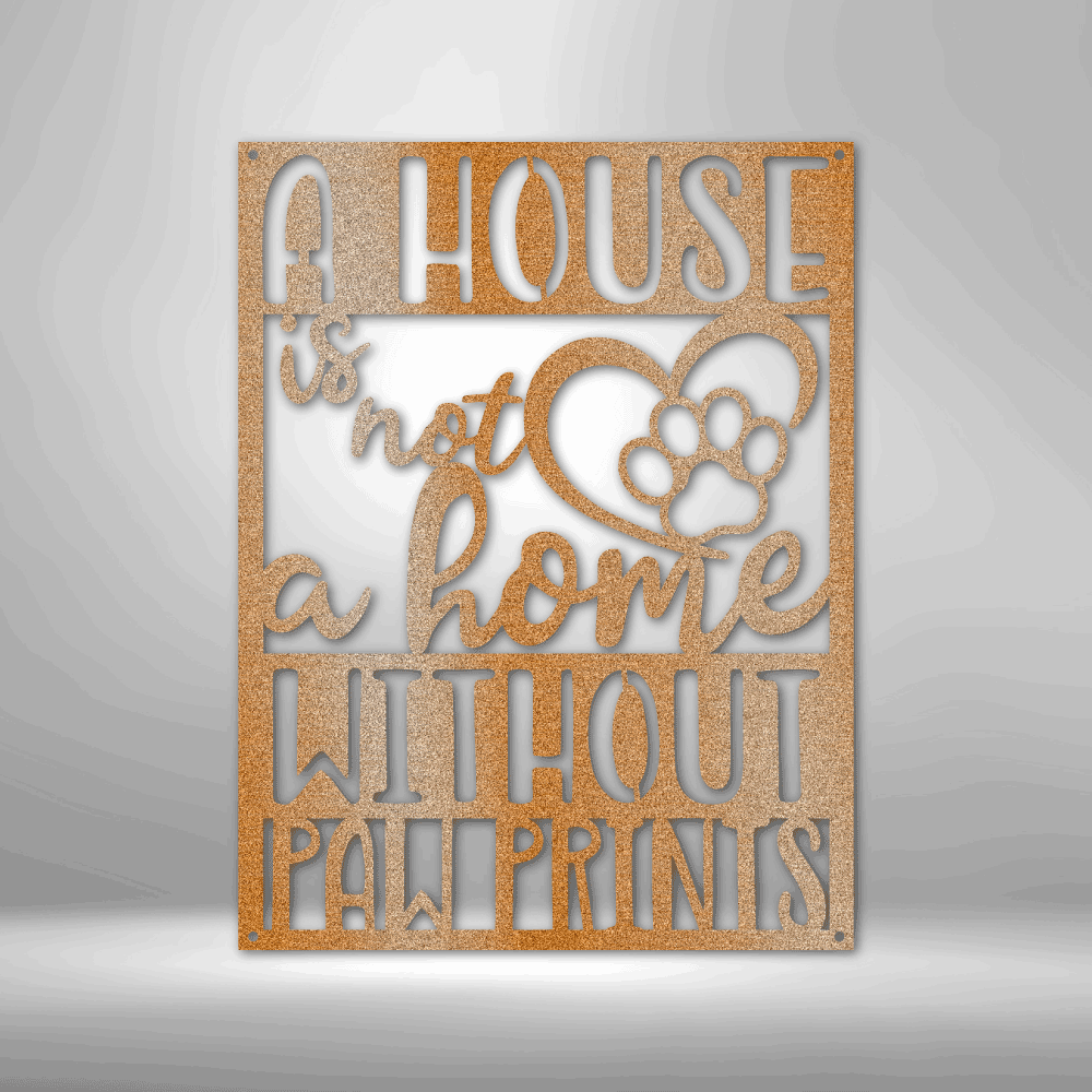 Home with Paw Prints - Steel Sign-Steel Sign-custom-metal-wall-art.com