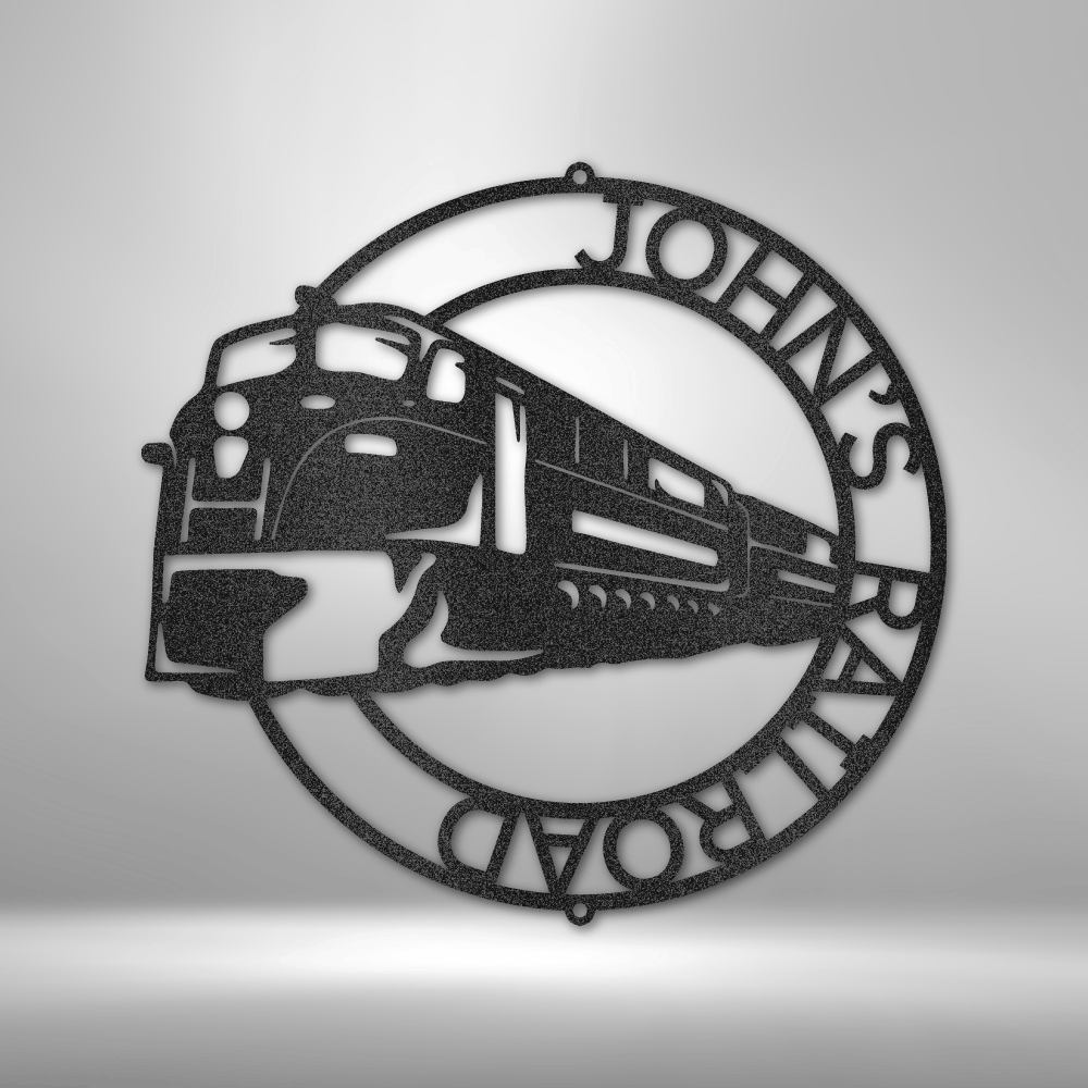 Modern Train Ring Monogram - Steel Sign-Steel Sign-custom-metal-wall-art.com