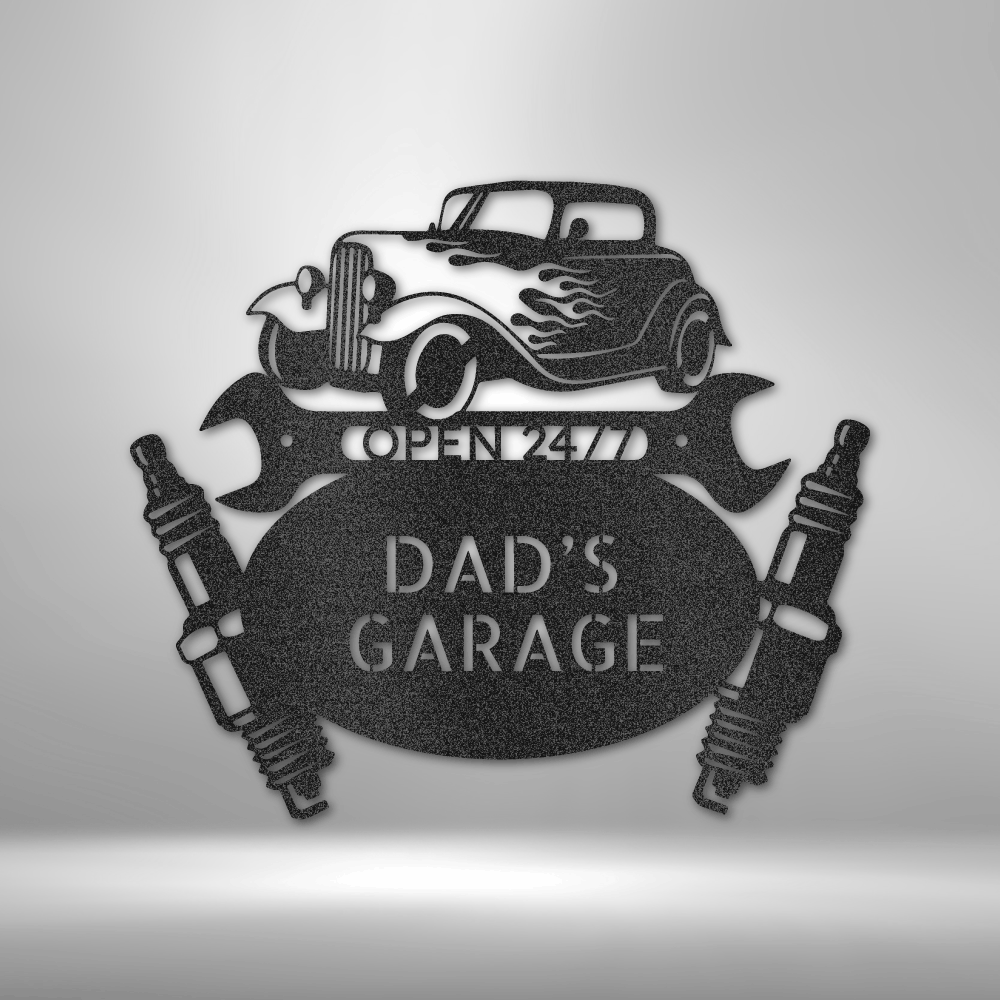 Hot Rod Mechanic Monogram - Steel Sign-Steel Sign-custom-metal-wall-art.com