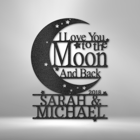 Moon and Back Monogram - Steel Sign-Steel Sign-custom-metal-wall-art.com