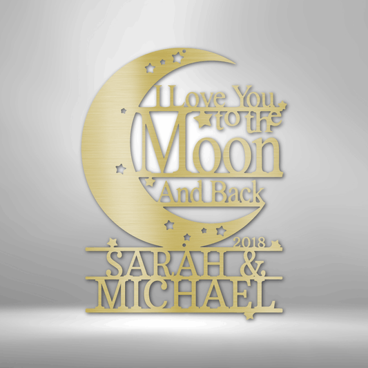 Moon and Back Monogram - Steel Sign-Steel Sign-custom-metal-wall-art.com