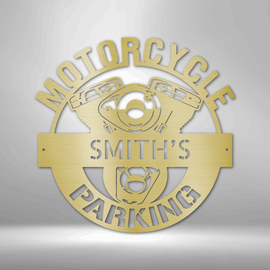 Motorcycle Parking Monogram - Steel Sign-Steel Sign-custom-metal-wall-art.com