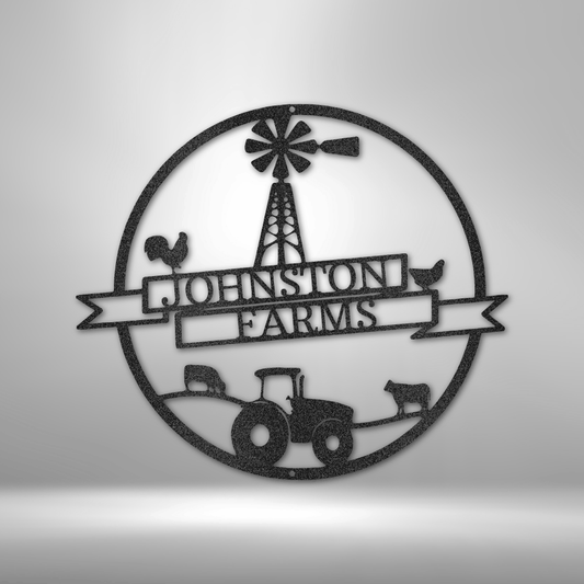 Farm Banner Monogram - Steel Sign-Steel Sign-custom-metal-wall-art.com