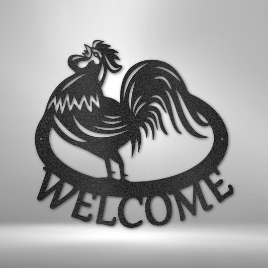 Welcome Rooster - Steel Sign-Steel Sign-custom-metal-wall-art.com