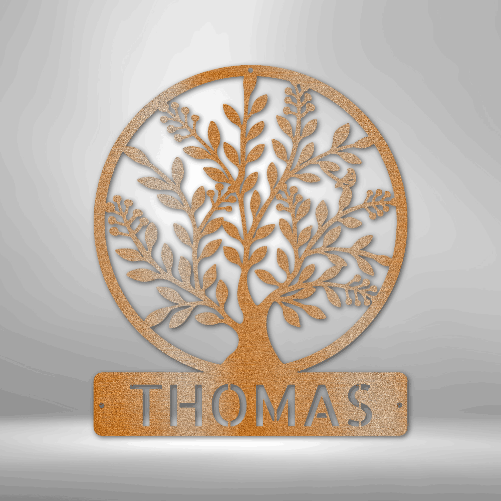 Simple Tree Monogram - Steel Sign-Steel Sign-custom-metal-wall-art.com