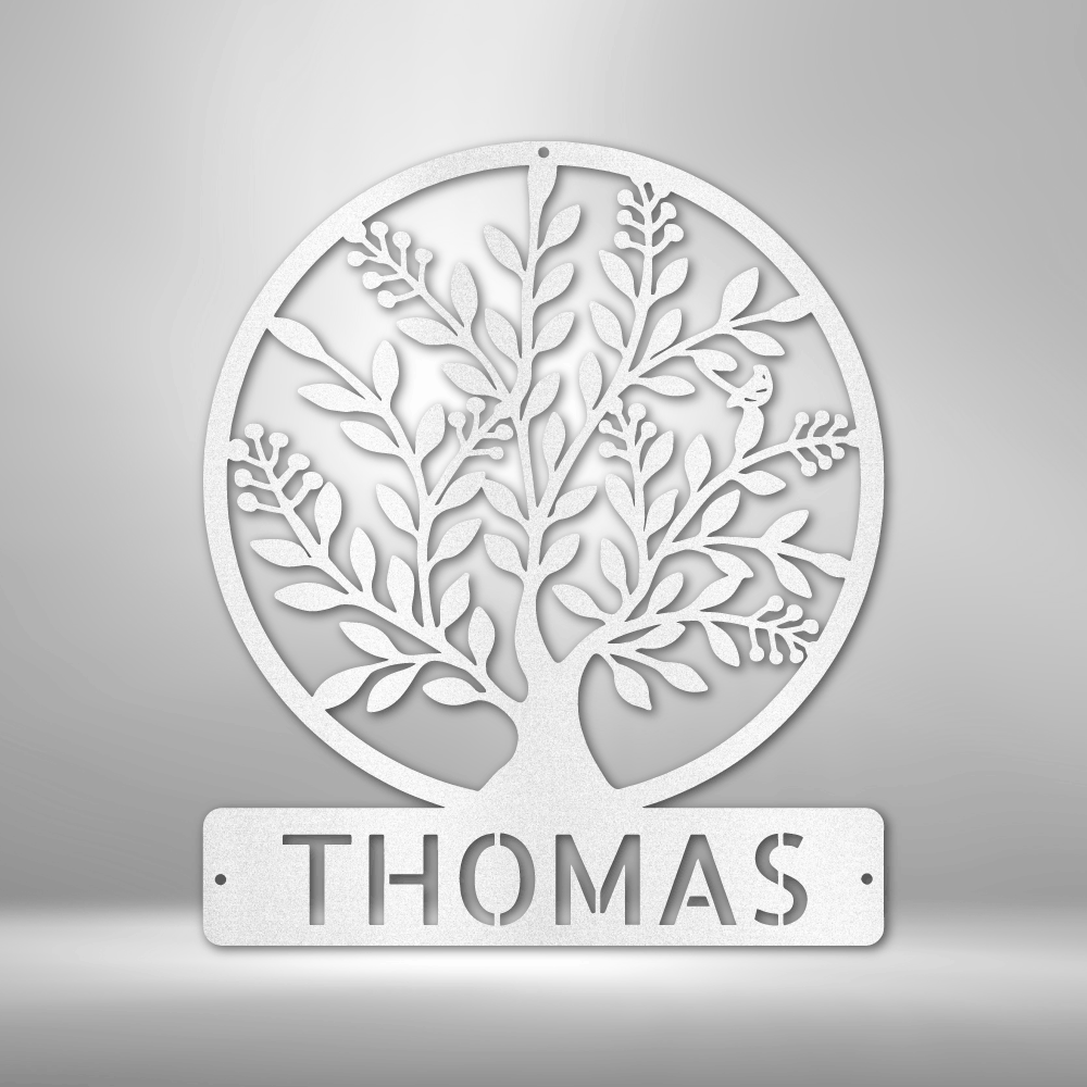 Simple Tree Monogram - Steel Sign-Steel Sign-custom-metal-wall-art.com