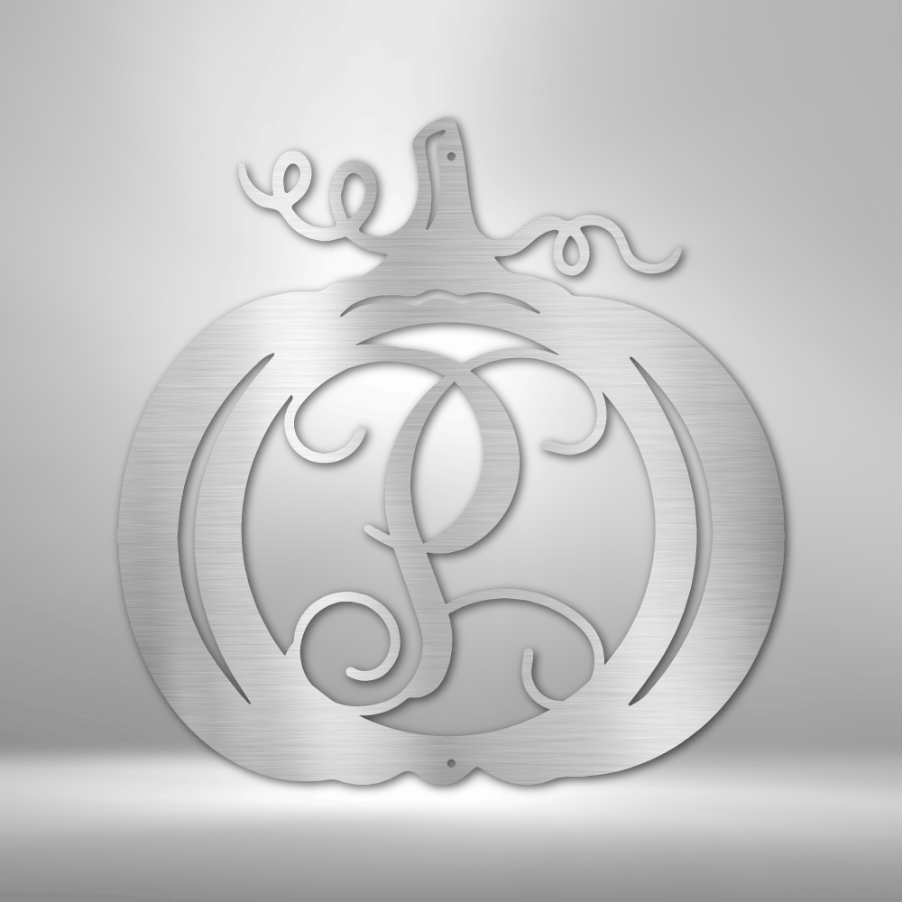 Pumpkin Initial Monogram - Steel Sign-Steel Sign-custom-metal-wall-art.com