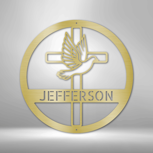 Dove and Cross Monogram - Steel Sign-Steel Sign-custom-metal-wall-art.com