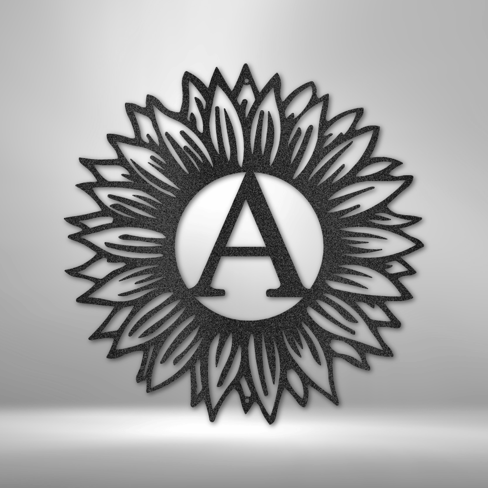 Sunflower Initial - Steel Sign-Steel Sign-custom-metal-wall-art.com