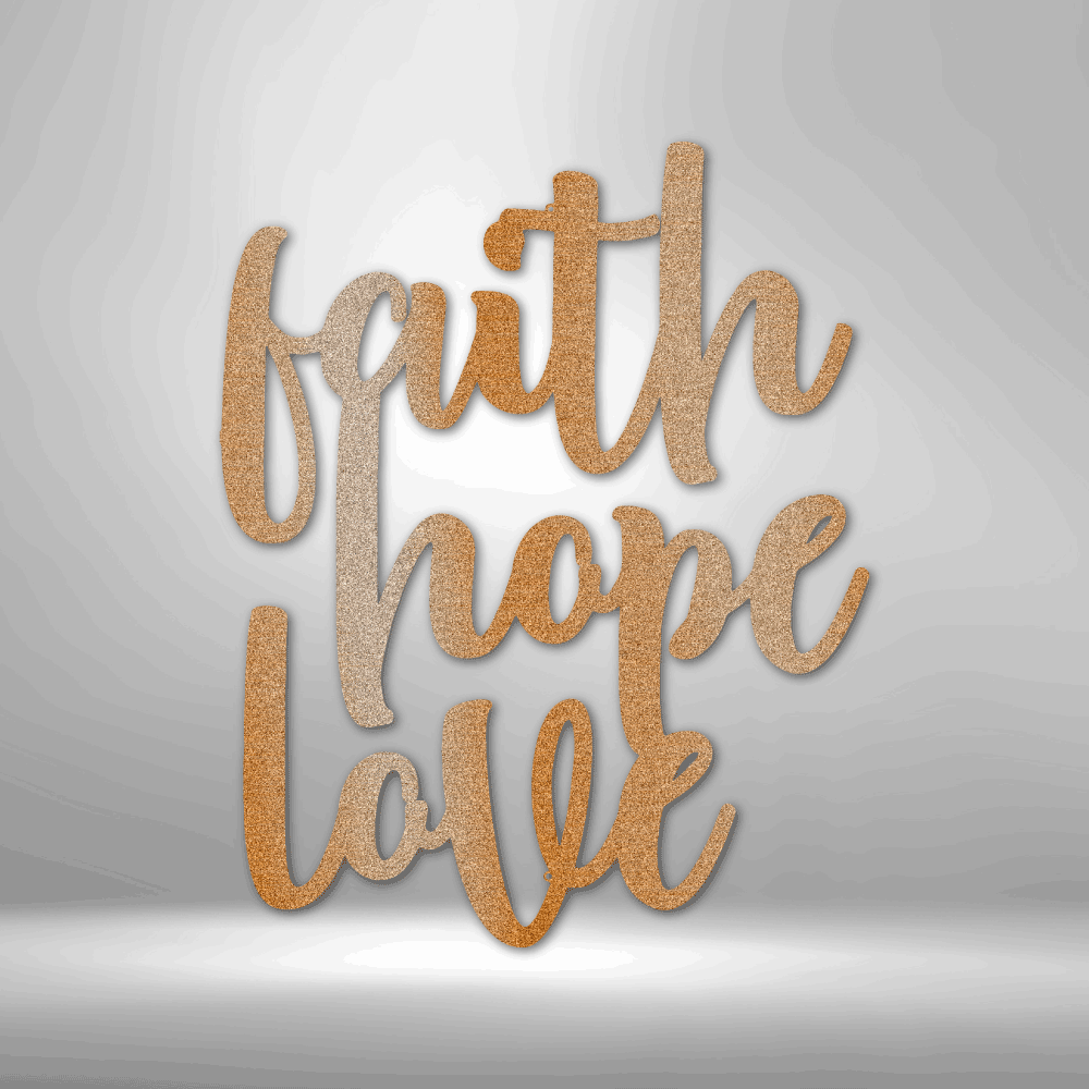 Faith Hope Love Script - Steel Sign-Steel Sign-custom-metal-wall-art.com