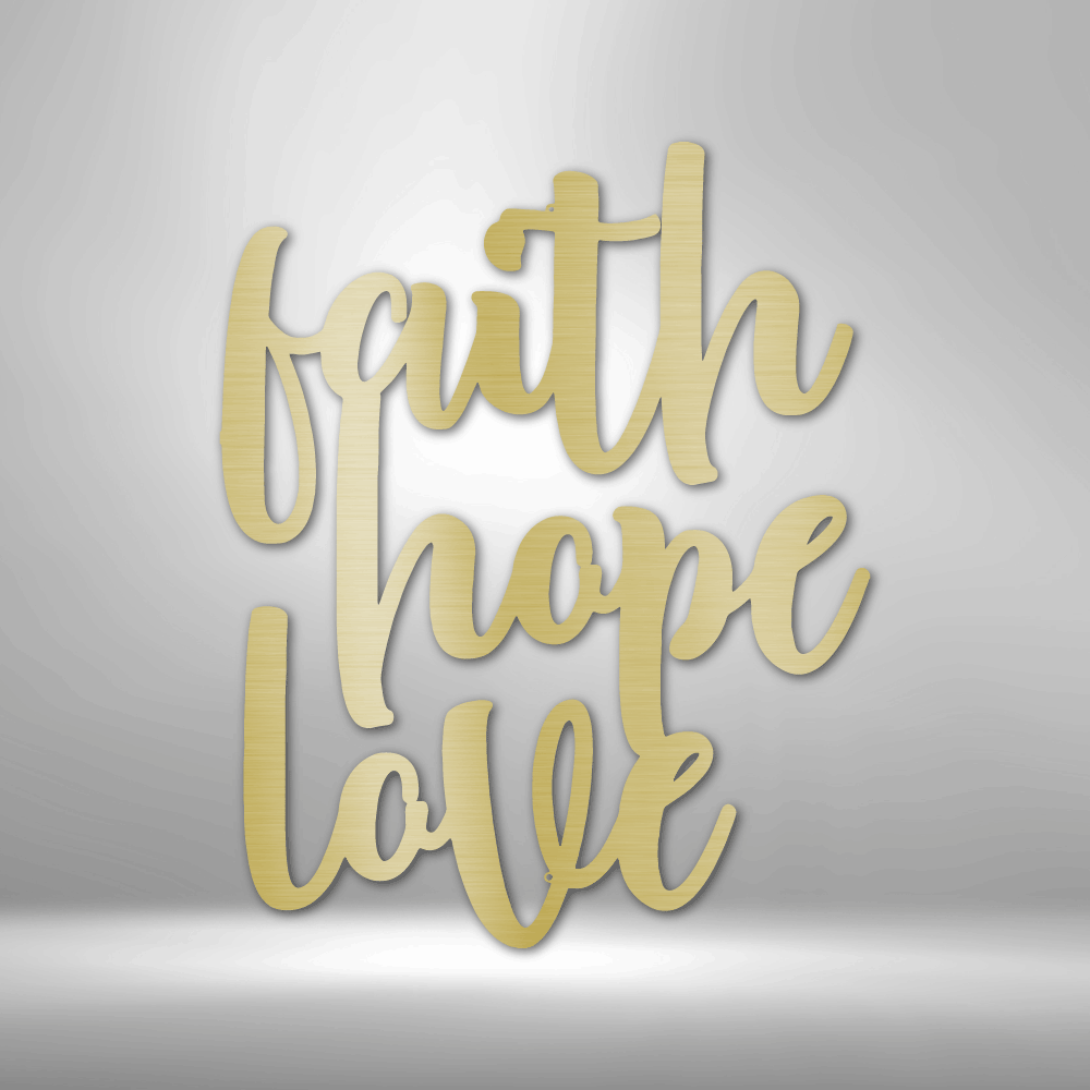 Faith Hope Love Script - Steel Sign-Steel Sign-custom-metal-wall-art.com