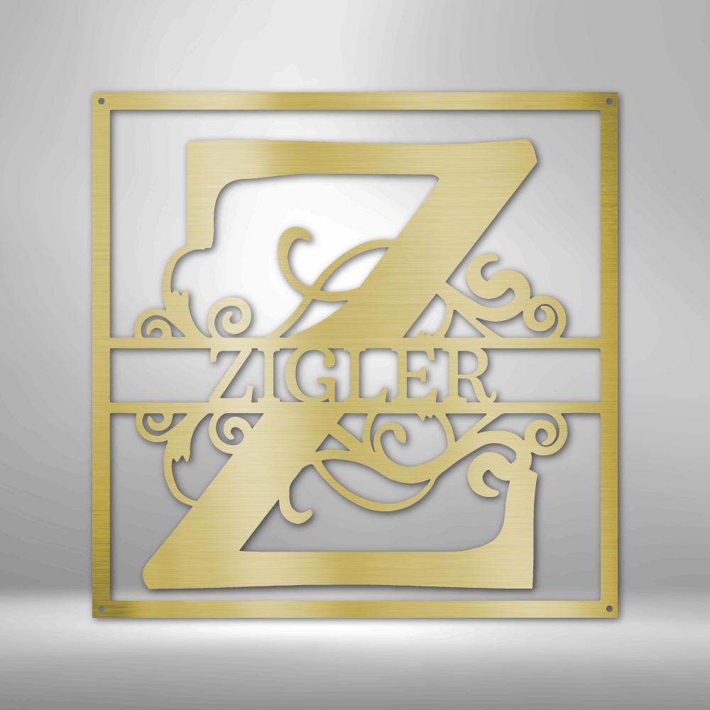 Split Square Monogram - Steel Sign-Steel Sign-custom-metal-wall-art.com