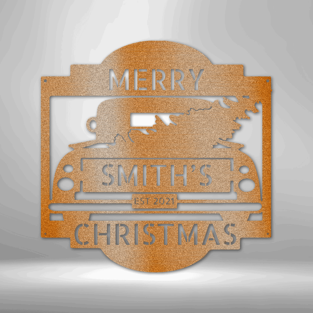 Christmas Truck Monogram - Steel Sign-Steel Sign-custom-metal-wall-art.com