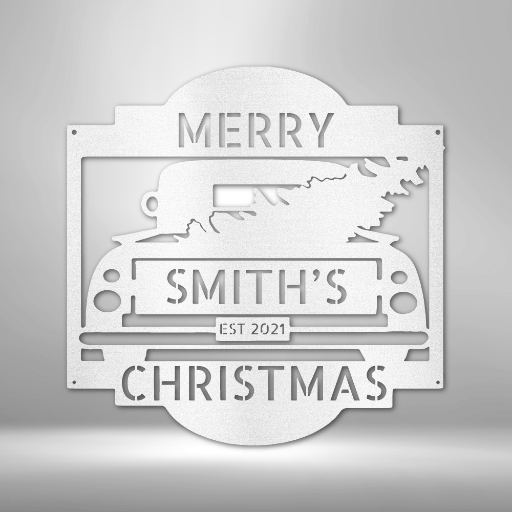 Christmas Truck Monogram - Steel Sign-Steel Sign-custom-metal-wall-art.com