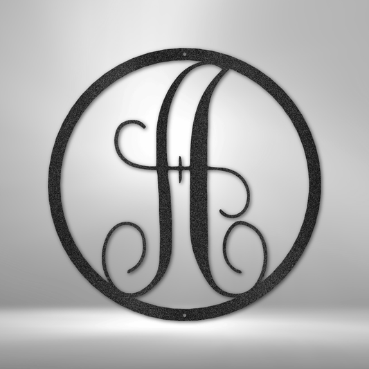 Fancy Initial Circle Monogram - Steel sign-Steel Sign-custom-metal-wall-art.com