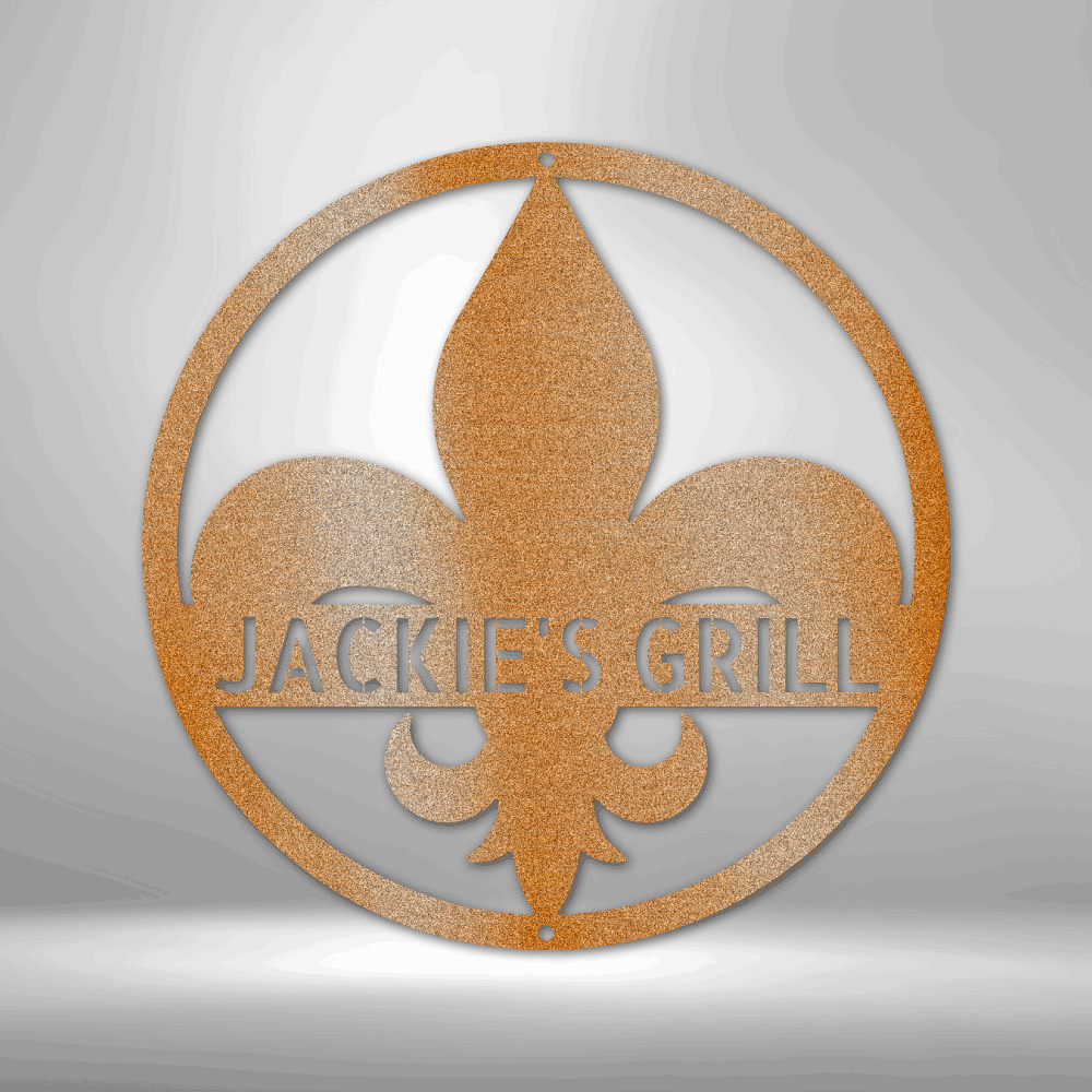 Fleur De Lis Monogram - Steel Sign-Steel Sign-custom-metal-wall-art.com