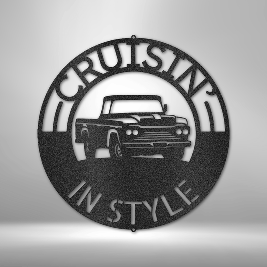 Classic Pickup Truck Monogram - Steel Sign-Steel Sign-custom-metal-wall-art.com