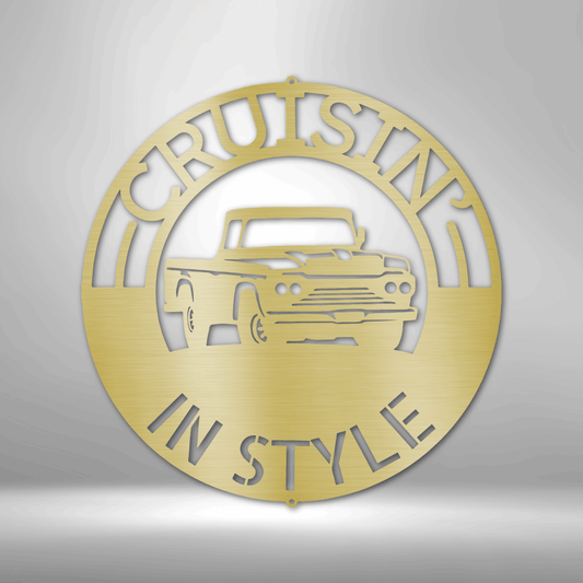 Classic Pickup Truck Monogram - Steel Sign-Steel Sign-custom-metal-wall-art.com