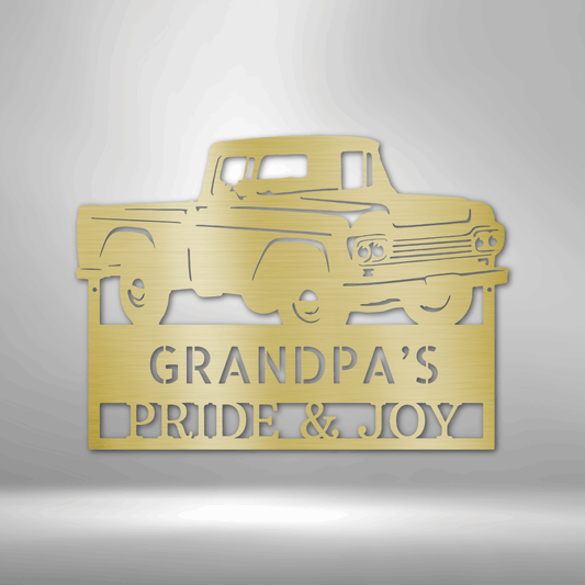 Grandpas Pickup Truck Monogram - Steel Sign-Steel Sign-custom-metal-wall-art.com