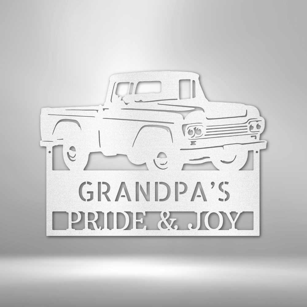 Grandpas Pickup Truck Monogram - Steel Sign-Steel Sign-custom-metal-wall-art.com