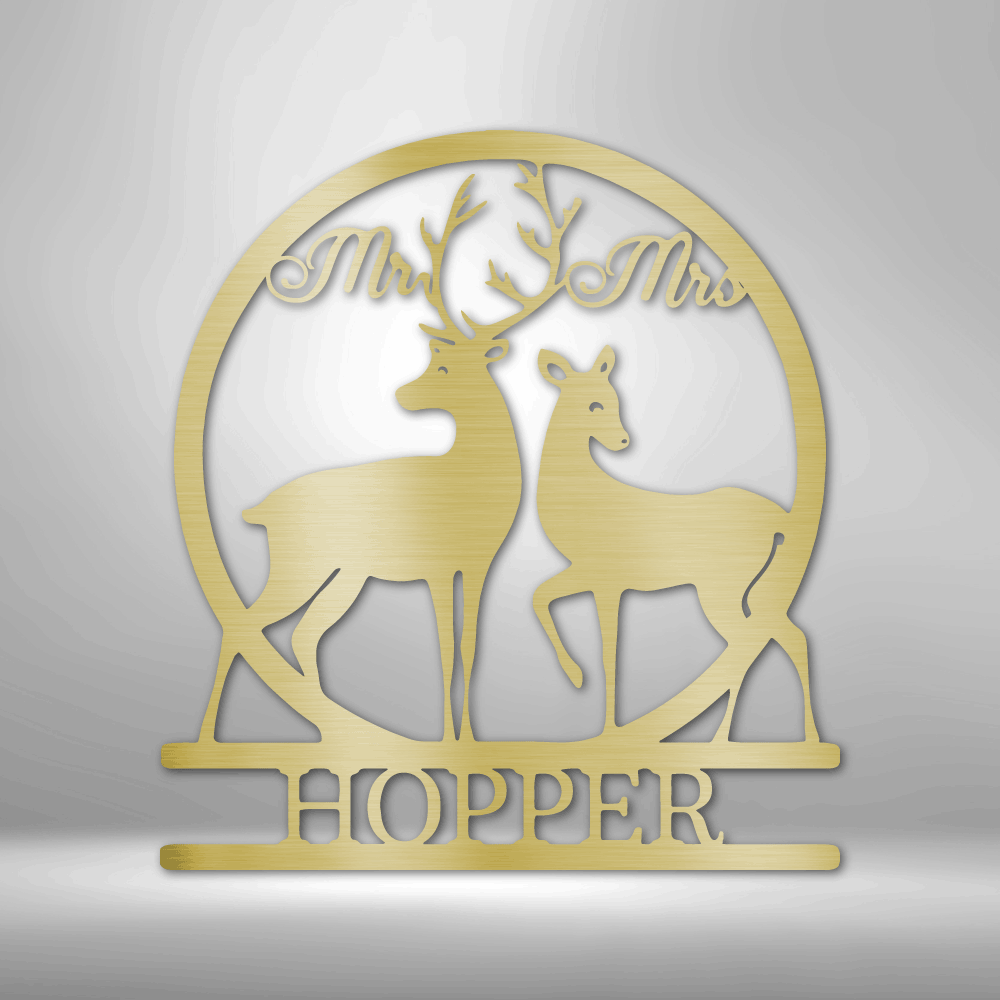 Mr and Mrs Deer Monogram - Steel Sign-Steel Sign-custom-metal-wall-art.com