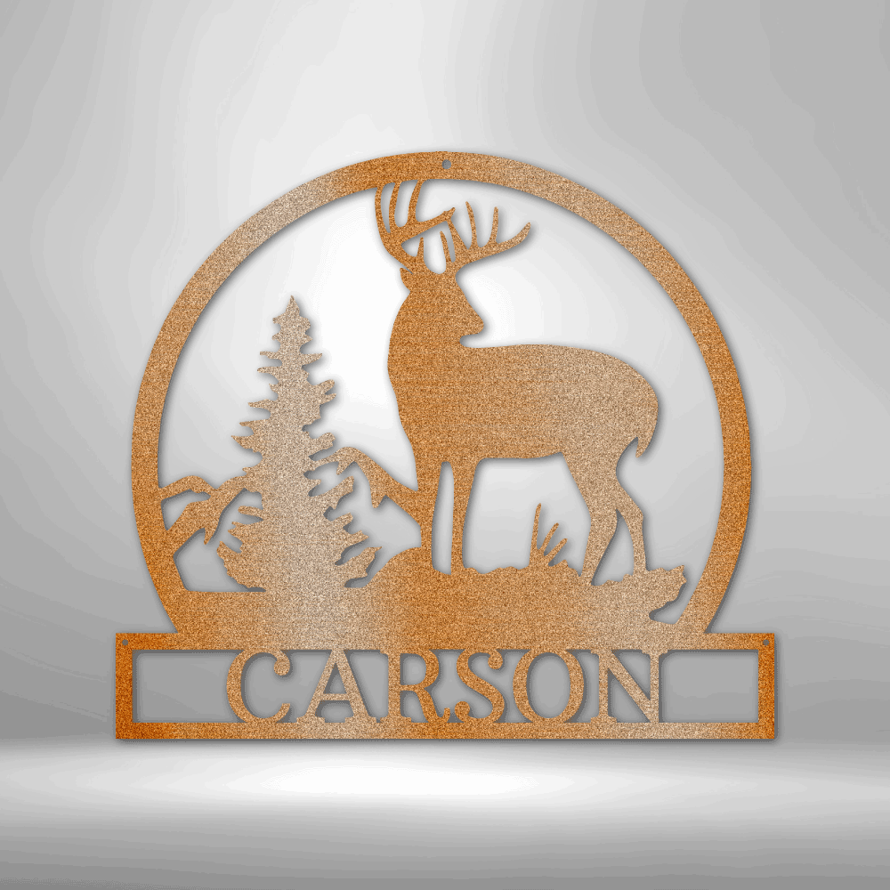 Outdoor Buck Monogram - Steel Sign-Steel Sign-custom-metal-wall-art.com