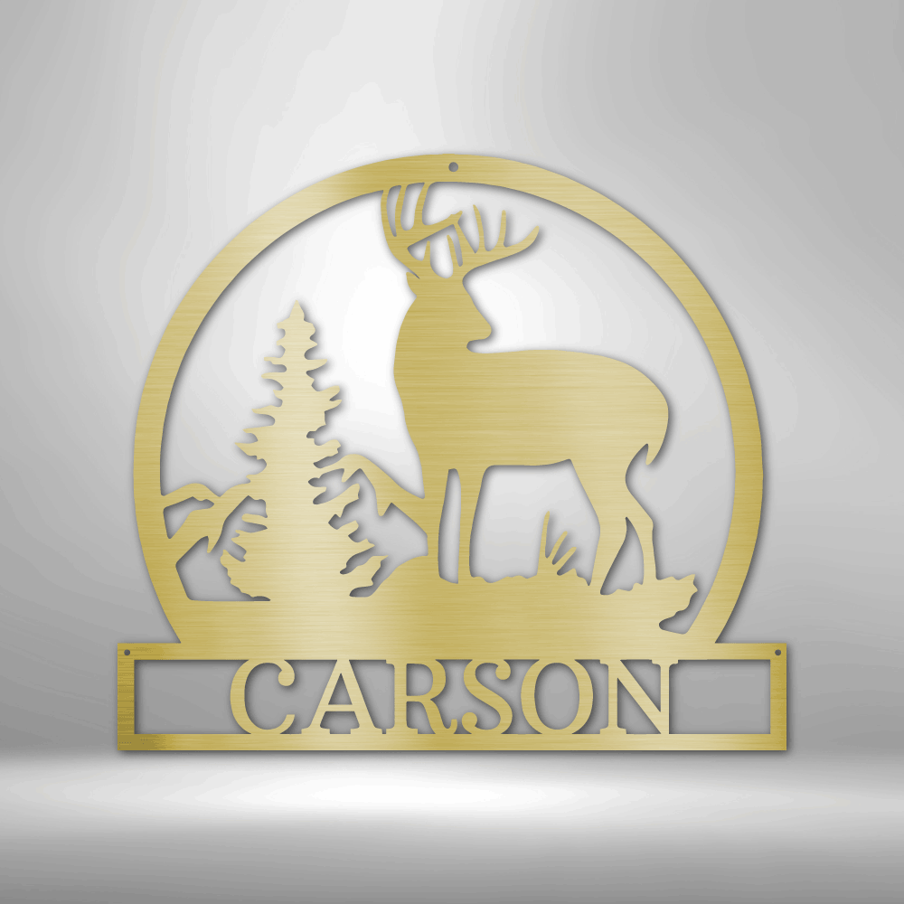 Outdoor Buck Monogram - Steel Sign-Steel Sign-custom-metal-wall-art.com