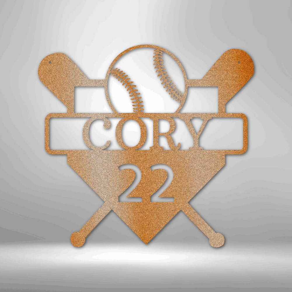 Custom Baseball Monogram - Metal Sign-Steel Sign-custom-metal-wall-art.com