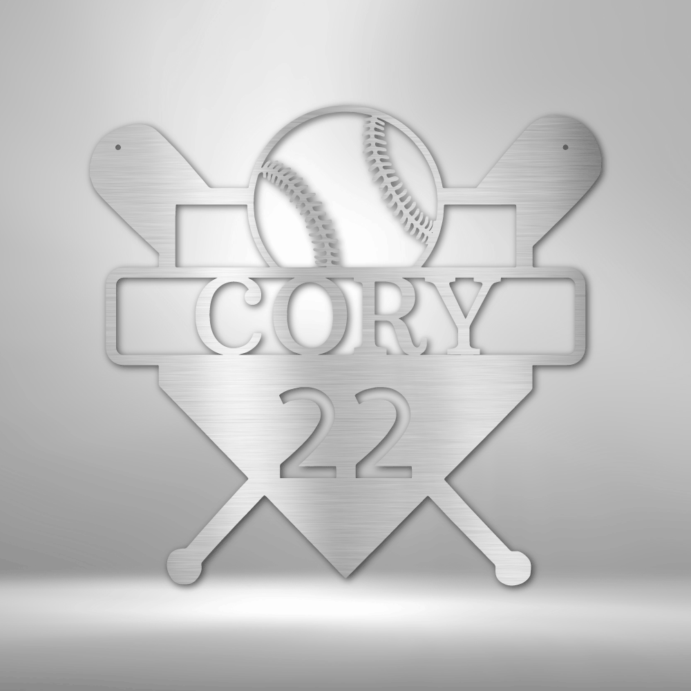 Custom Baseball Monogram - Metal Sign-Steel Sign-custom-metal-wall-art.com