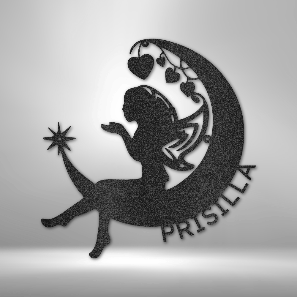 Fairy Moon Monogram-Steel Sign-custom-metal-wall-art.com