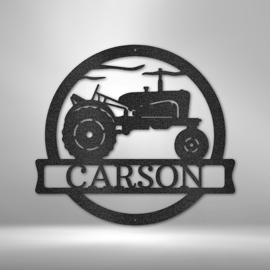 Old Tractor Monogram - Steel Sign-Steel Sign-custom-metal-wall-art.com