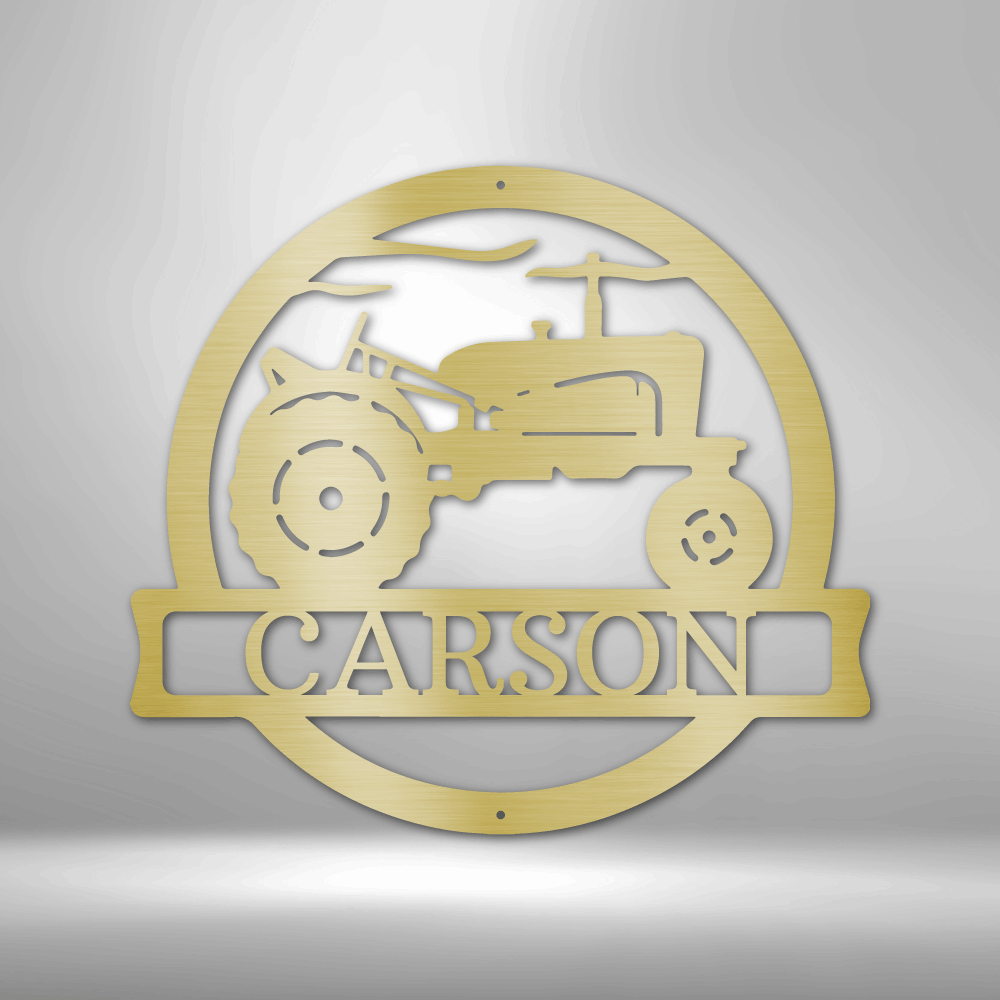 Old Tractor Monogram - Steel Sign-Steel Sign-custom-metal-wall-art.com