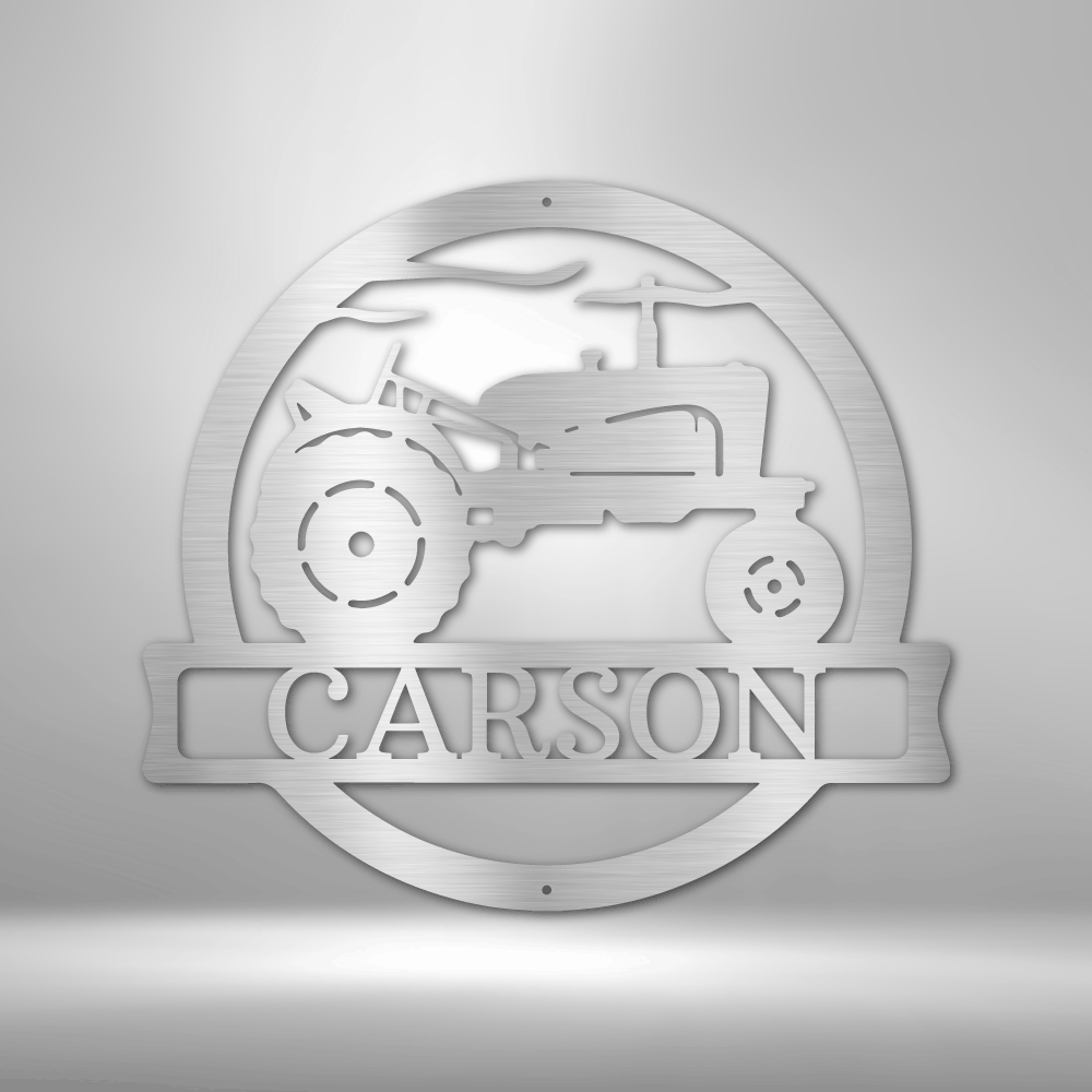 Old Tractor Monogram - Steel Sign-Steel Sign-custom-metal-wall-art.com