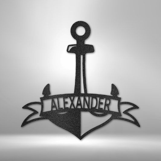 Fancy Anchor Banner - Steel Sign-Steel Sign-custom-metal-wall-art.com