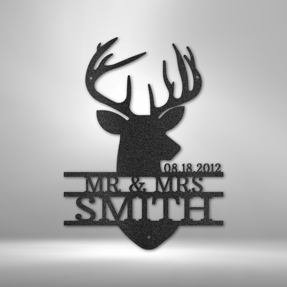 Deer Head Monogram - Steel Sign-Steel Sign-custom-metal-wall-art.com