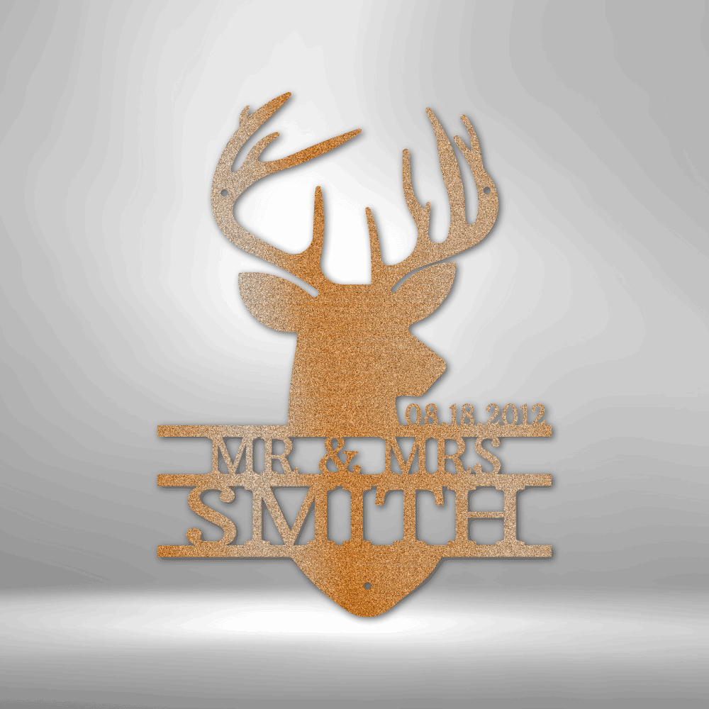 Deer Head Monogram - Steel Sign-Steel Sign-custom-metal-wall-art.com