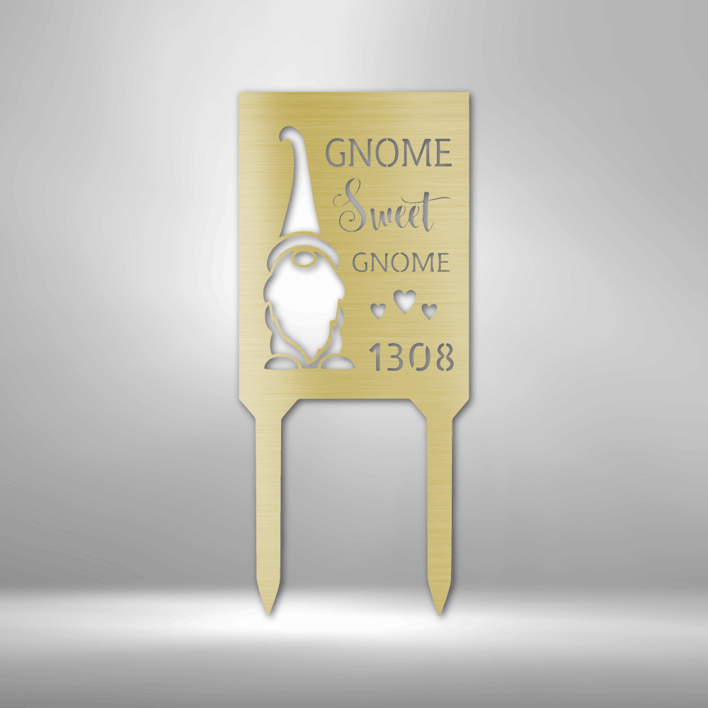 Gnome Home - Steel Stake-Steel Sign-custom-metal-wall-art.com