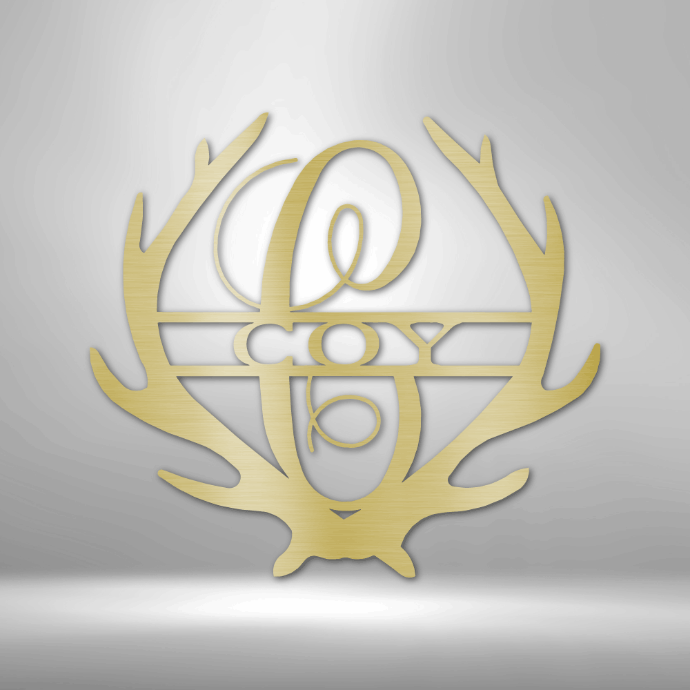 Antler Monogram - Steel Sign-Steel Sign-custom-metal-wall-art.com